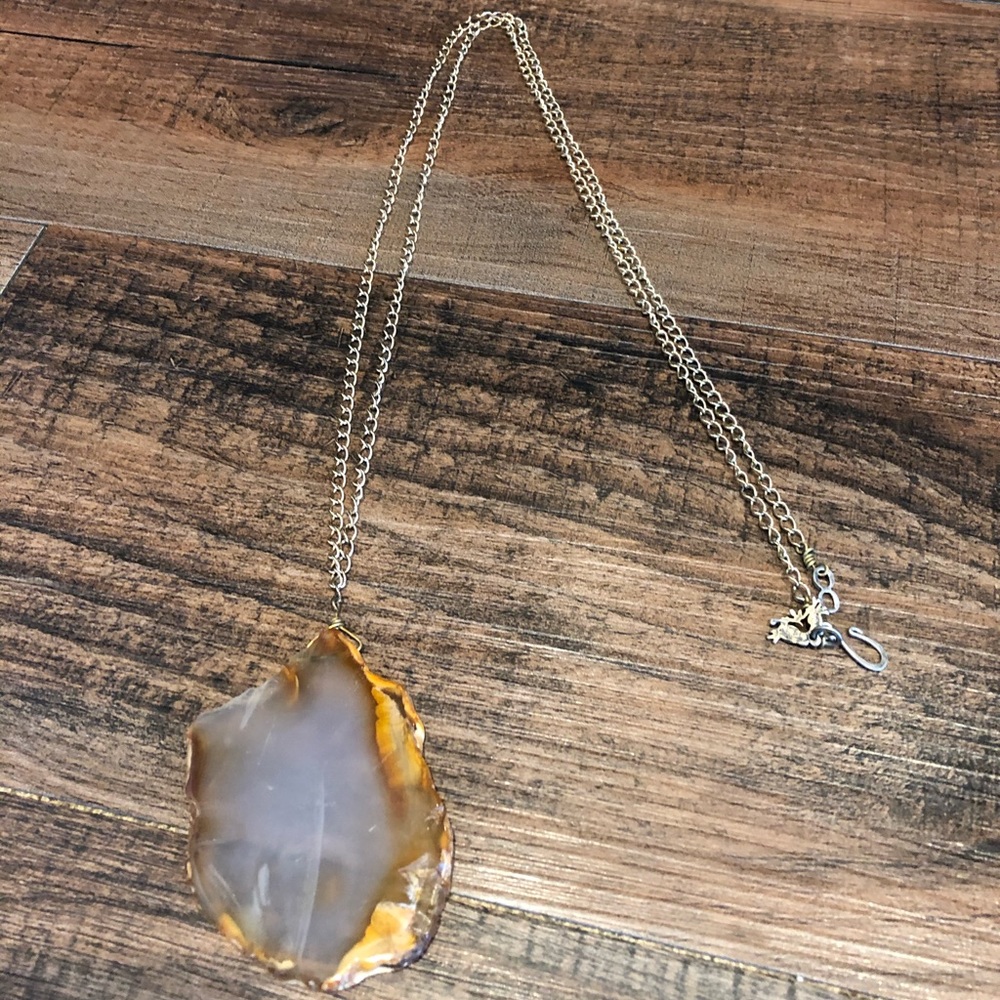 Long, single stone necklace